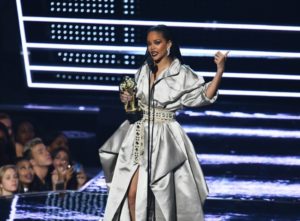Rihanna accepting The Vanguard Award, showing love to her hometown Barbados