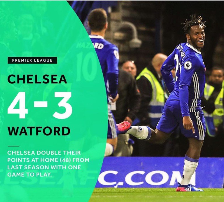 Premiere League: Chelsea 4-3 Watford: Fabregas grabs a late winner for the Champions