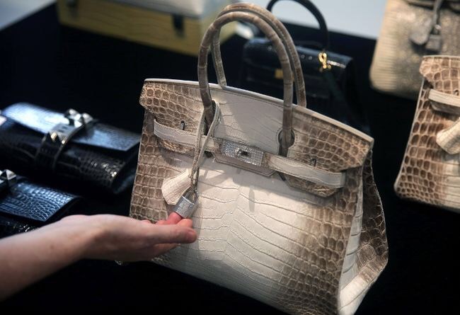 the matte white “Himalaya” crocodile skin Hermes Birkin bag.