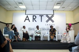 Bisi Silva leading a panel with N'Gone ü Fall, Sokari Douglas-Camp and Celine Soror