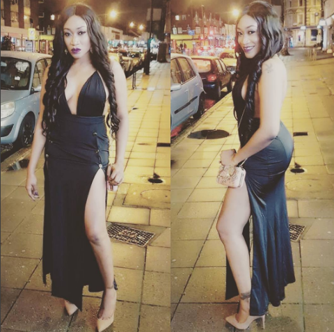 Actress Oge Okoye steps out braless for the Awol Awards in UK (Photos/Video)
