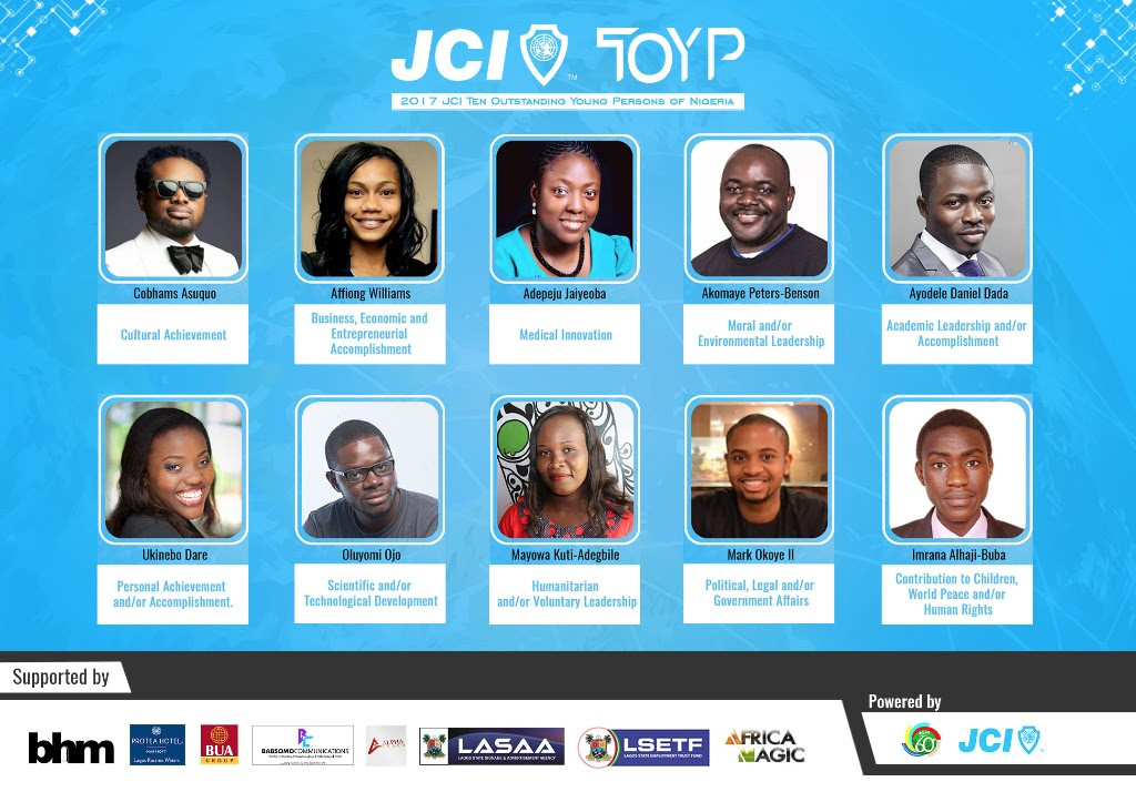 JCI Ten Outstanding Young Persons of Nigeria 2017: Cohbams, Ukenaibo Dare, Oluyomi Ojo