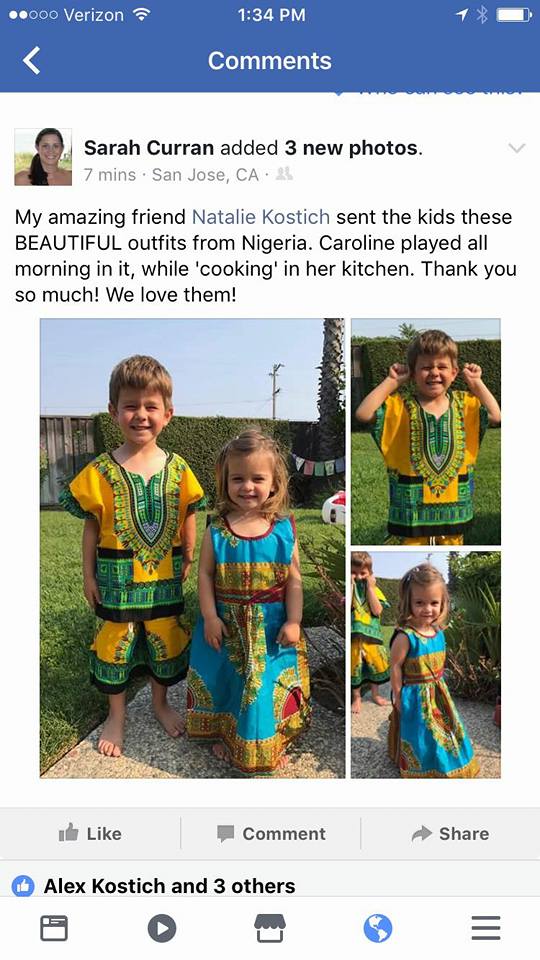American Lady So Excited after a Friend Got Made Nigerian Outfits For Her Children