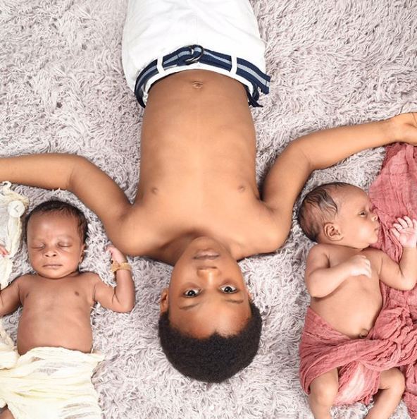 Paul Okoye of Psquare's Wife Anita Okoye Shares Adorable Photo of Her First Son And Newborn Twins