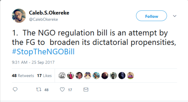 Nigerians On Twitter Trend #StopTheNGOBill And Here's Why