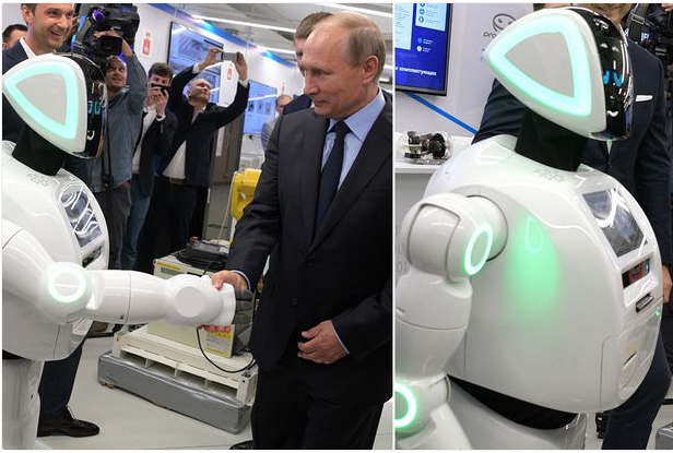 Notorious ‘Runaway’ Robot Shakes Russian President, Vladmir Putin During Meeting.