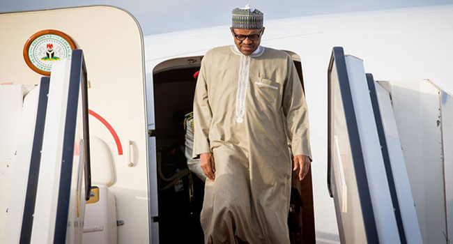 President Buhari Arrives In London After Departing New York