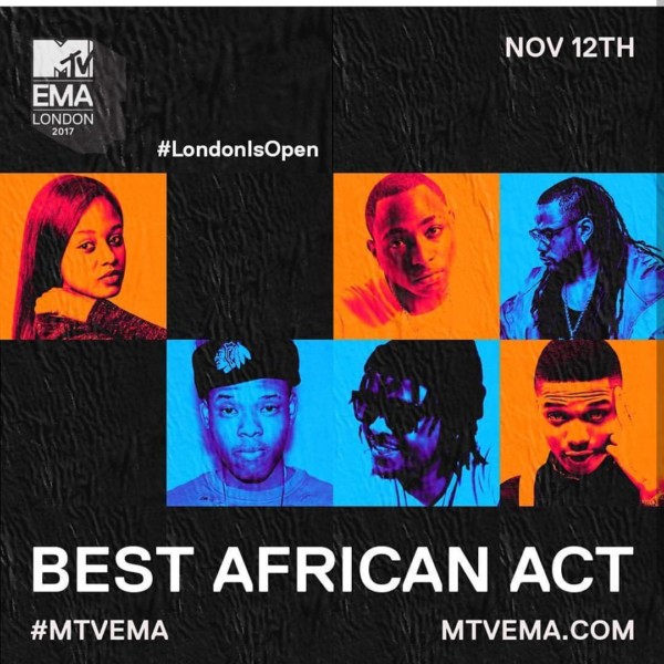 Davido & Wizkid to Battle for Best African Act at MTV EMA 2017 | See Full Nominees List