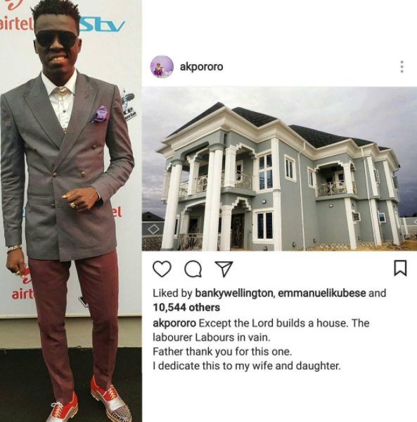 beautiful mansion Comedian Akpororo built for his wife and daughter