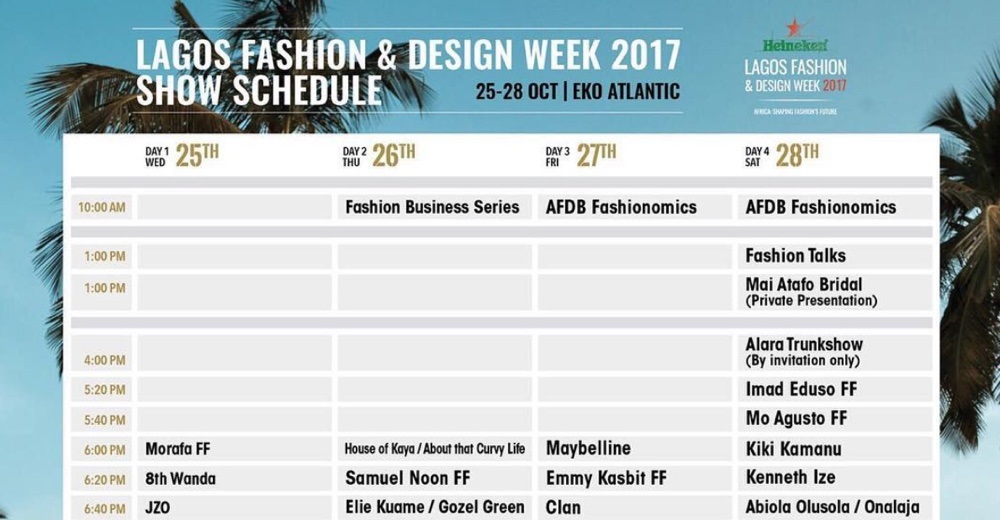 #LFDW17: Lagos Fashion and Design Week 2017 Show Schedule