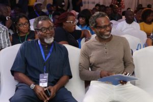 Mahmood Ali-Balogun, CEO, Brickwall Communications Ltd and Kelechi Amadi-Obi, Creative Photographer and Publisher of Style Mania Magazine at the Lagos State Employability Support Project Industry Engagement held at The Civic Centre, Victoria Island, Lagos on Friday.