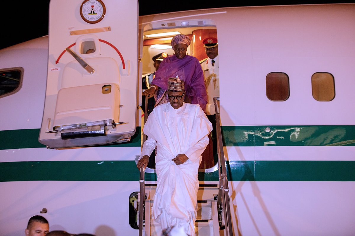 PHOTOS: President Buhari And Aisha Arrive In Turkey For D-8 Summit