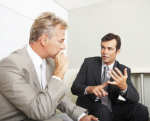 Successful business man at meeting with client