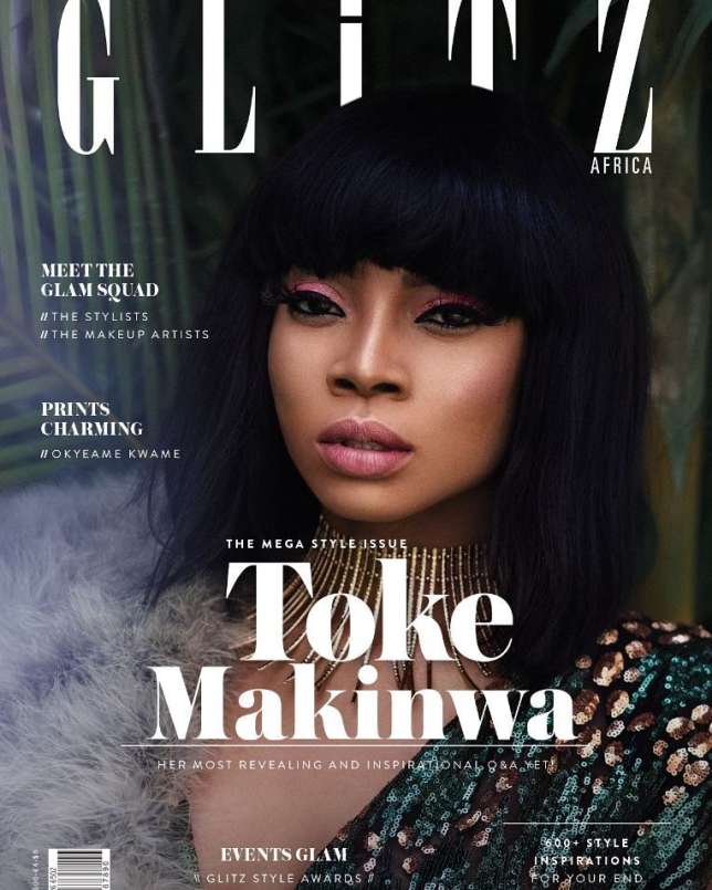 Toke Makinwa sits pretty in Ankara as Glitz Africa Magazine cover girl