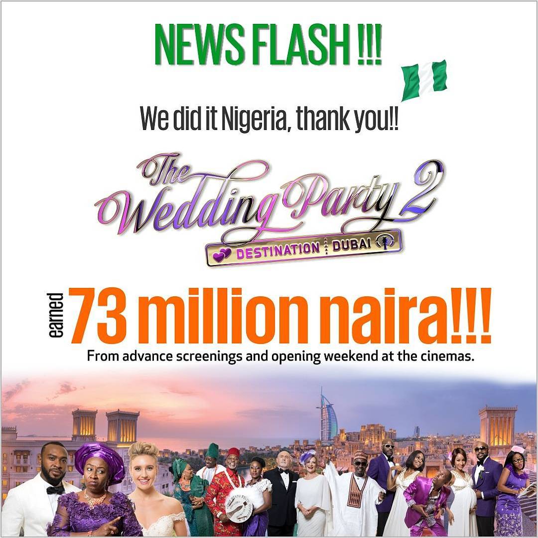 The Wedding Party 2 breaks Nigeria's opening weekend record with massive N73 million box-office haul