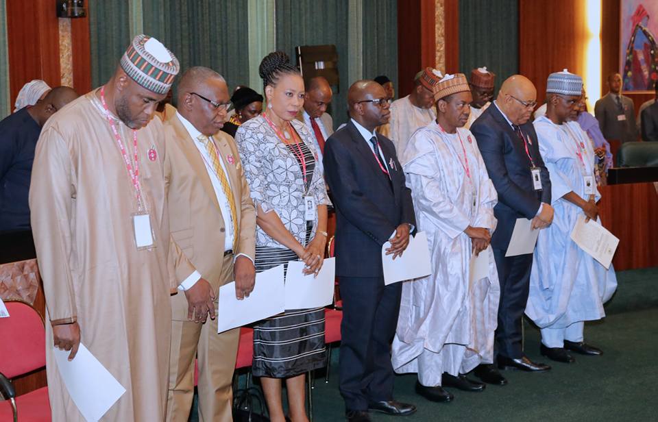 Buhari Swears-in 7 New Permanent Secretaries