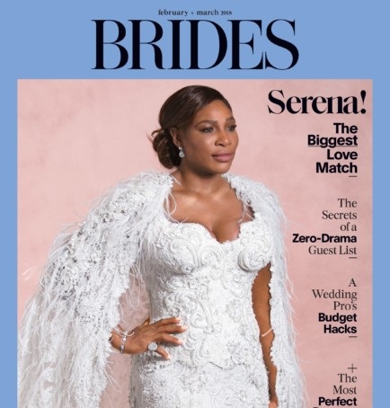 Serena Williams covers Brides Magazine’s February/March 2018 Issue