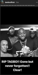 Davido pays tribute to late friend, Tagbo (Instagram/DavidoOfficial)