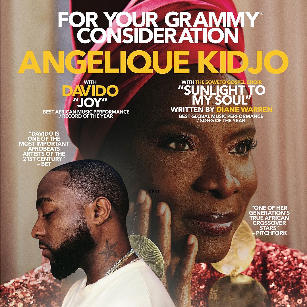 Angélique Submits 'Joy' feat. Davido for 2025 Grammys | fab.ng