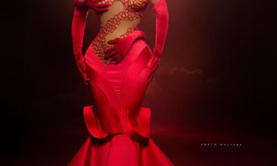 Toke Makinwa In Red Avant-Garde For BBNaija 9 Finale | fab.ng