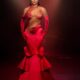 Toke Makinwa In Red Avant-Garde For BBNaija 9 Finale | fab.ng